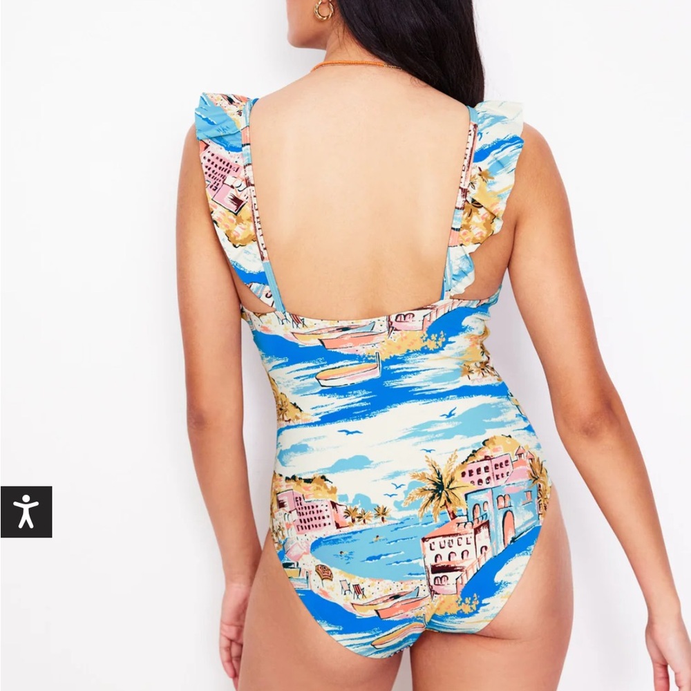 NWT Boden Evia Ruffle One Piece Swimsuit Paradise Bay 10 - Picture 8 of 8